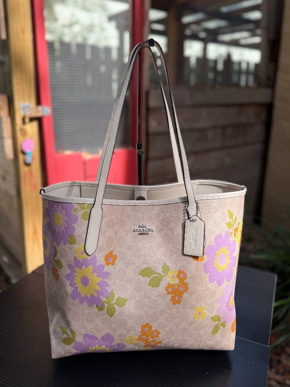 Coach City Tote Women's Bag Signature Monogram Floral Cottagecore Resort